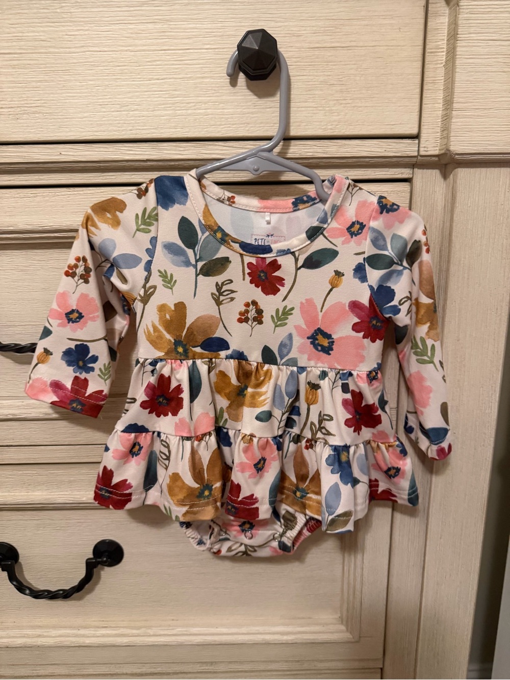 Floral Ruffle Long-Sleeve Baby Bodysuit - Multi Color